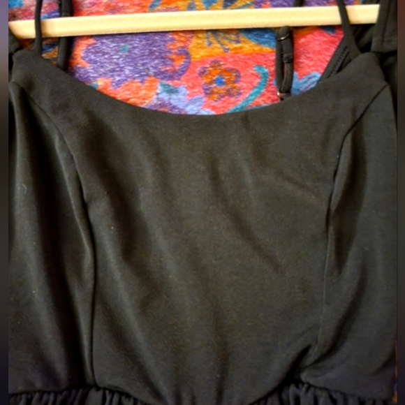 4/$20 UO Cold Shoulder Flutter Sleeve Black Romper, XS, Ruched Detail - Picture 8 of 8